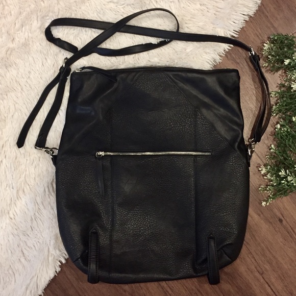 black leather backpack silver hardware